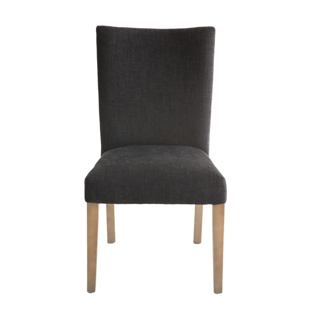 Zeus Dining Side Chair Set of 2, Black Fabric, Gray Tapered Legs