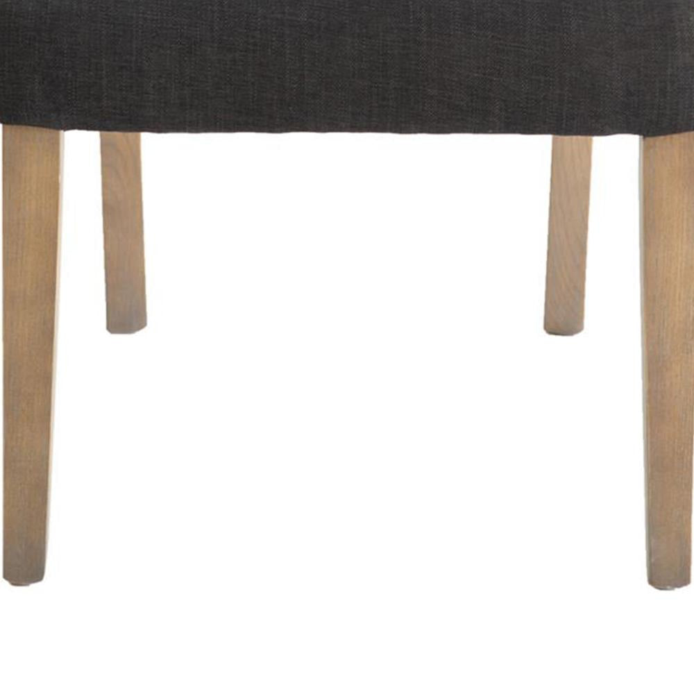 Zeus Dining Side Chair Set of 2 Black Fabric Gray Tapered Legs BM326810