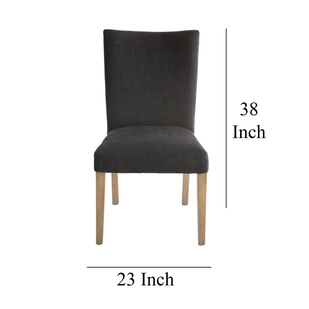 Zeus Dining Side Chair Set of 2 Black Fabric Gray Tapered Legs BM326810