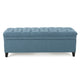Rhya Storage Ottoman Bench Soft Blue Fabric Black Wood 50 Inch