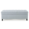 Rhya Storage Ottoman Bench Light Blue Fabric Black Wood 50 Inch