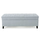 Rhya Storage Ottoman Bench Light Blue Fabric Black Wood 50 Inch