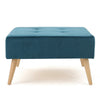 Ottoman Tufted Teal Velvet Brown Tapered Wood Legs Square 31 Inch BM326863