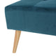 Ottoman Tufted Teal Velvet Brown Tapered Wood Legs Square 31 Inch BM326863
