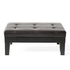 Olivia Ottoman Table Drawer Black Faux Leather Coffee Brown 41 Inch BM326870
