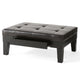 Olivia Ottoman Table Drawer Black Faux Leather Coffee Brown 41 Inch BM326870