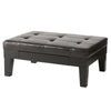 Olivia Ottoman Table, Drawer, Black Faux Leather, Coffee Brown 41 Inch