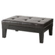 Olivia Ottoman Table, Drawer, Black Faux Leather, Coffee Brown 41 Inch