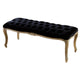 Kopa Bench Footstool Tufted Black Brown Wood Curved Legs 46 Inch BM326872