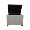 Storage Ottoman Gray Fabric Soft Cushions Caster Wheels 24 Inch BM326873