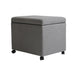 Storage Ottoman, Gray Fabric, Soft Cushions, Caster Wheels, 24 Inch