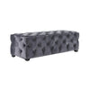 Ottoman Bench | Button Tufted Gray Velvet | Soft Cushions | 51"