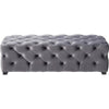 Ottoman Bench | Button Tufted Gray Velvet | Soft Cushions | 51"