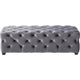 Ottoman Bench | Button Tufted Gray Velvet | Soft Cushions | 51"
