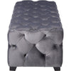 Ottoman Bench | Button Tufted Gray Velvet | Soft Cushions | 51"
