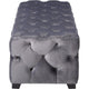 Ottoman Bench | Button Tufted Gray Velvet | Soft Cushions | 51"