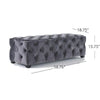 Ottoman Bench | Button Tufted Gray Velvet | Soft Cushions | 51"