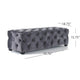 Ottoman Bench | Button Tufted Gray Velvet | Soft Cushions | 51"