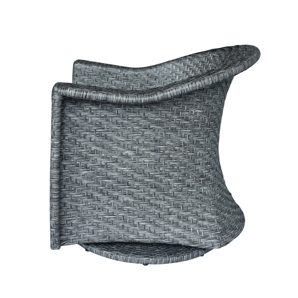 Nicki Outdoor Swivel Chair Gray Rattan Wicker Black Fabric Cushion BM326886