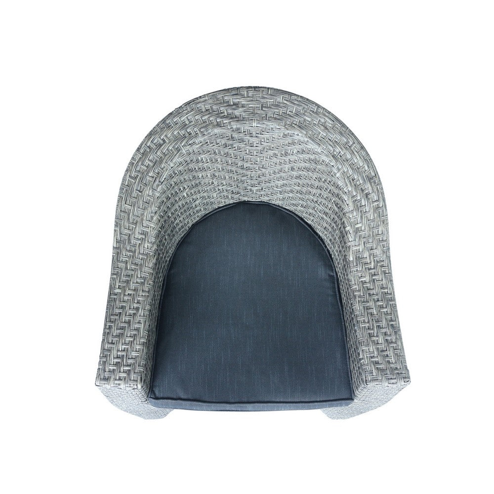Nicki Outdoor Swivel Chair | Gray Rattan Wicker | Black Fabric Cushion