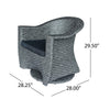 Nicki Outdoor Swivel Chair | Gray Rattan Wicker | Black Fabric Cushion