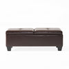 Storage Ottoman Chocolate Faux Leather Soft Cushioning 47 Inch BM326887