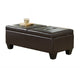 Storage Ottoman, Chocolate Faux Leather, Soft Cushioning, 47 Inch