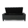 Storage Ottoman Bench Dark Gray Fabric Tufted Top 51 Inch BM326890