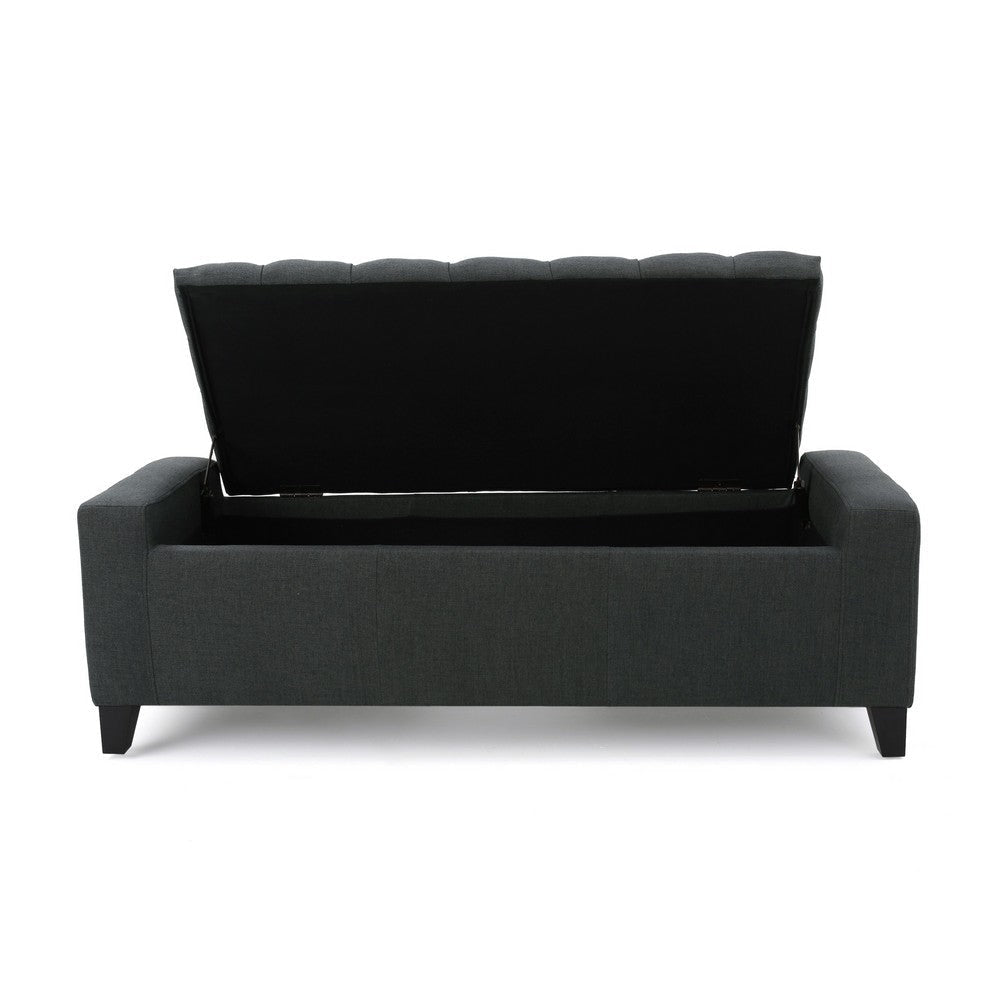 Storage Ottoman Bench Dark Gray Fabric Tufted Top 51 Inch BM326890