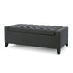 Storage Ottoman Bench, Dark Gray Fabric, Tufted Top, 51 Inch