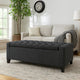 Storage Ottoman Bench, Dark Gray Fabric, Tufted Top, 51 Inch