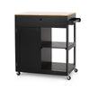 Kitchen Bar Cart with Storage and Towel Holder | 35" Black Wood