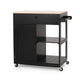 Kitchen Bar Cart with Storage and Towel Holder | 35" Black Wood