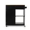 Kitchen Bar Cart with Storage and Towel Holder | 35" Black Wood