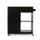 Kitchen Bar Cart with Storage and Towel Holder | 35" Black Wood