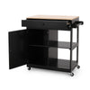 Kitchen Bar Cart with Storage and Towel Holder | 35" Black Wood