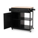 Kitchen Bar Cart with Storage and Towel Holder | 35" Black Wood