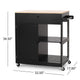 Kitchen Bar Cart with Storage and Towel Holder | 35" Black Wood
