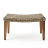 Bops Outdoor Ottoman | Gray Faux Rattan Wicker | Brown Acacia Wood