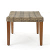 Bops Outdoor Ottoman | Gray Faux Rattan Wicker | Brown Acacia Wood