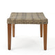 Bops Outdoor Ottoman | Gray Faux Rattan Wicker | Brown Acacia Wood