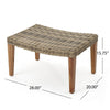 Bops Outdoor Ottoman | Gray Faux Rattan Wicker | Brown Acacia Wood