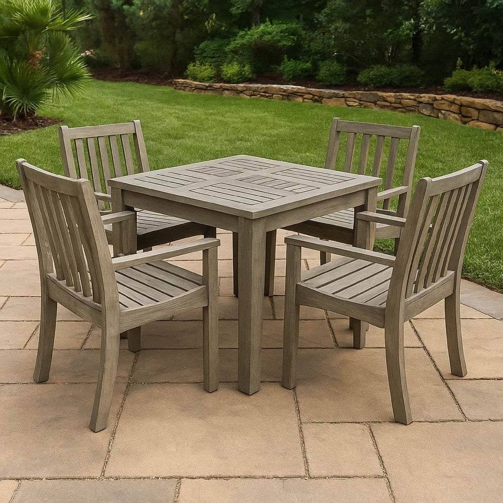 Bops Outdoor Square Side Table, 20 Inch Gray Weather-Resistant Wood