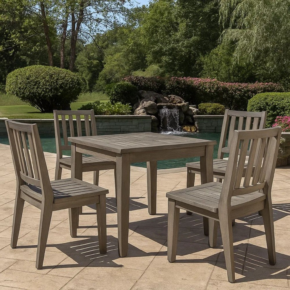 Bops Outdoor Square Side Table, 20 Inch Gray Weather-Resistant Wood