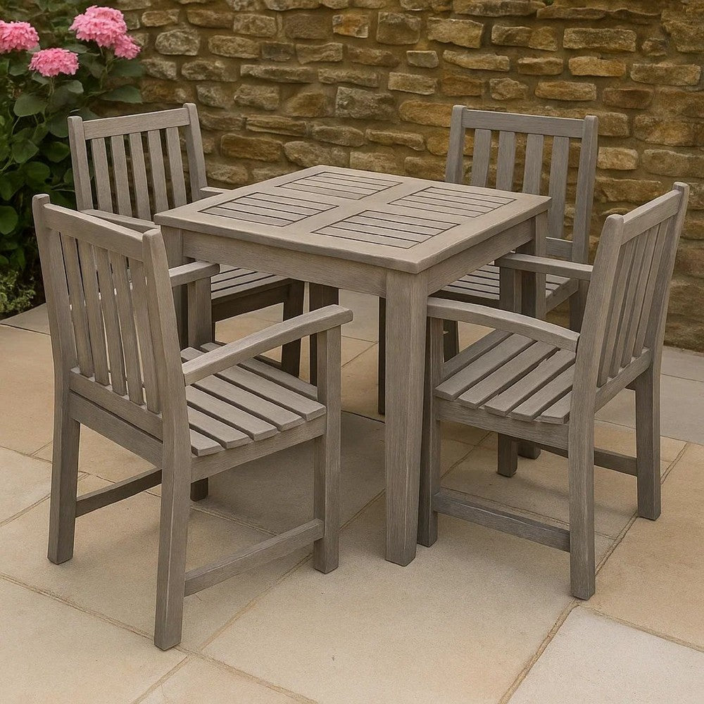 Bops Outdoor Square Side Table, 20 Inch Gray Weather-Resistant Wood