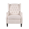 Pushback Recliner Chair | Strutted Legs | Beige Tufted Pleated Fabric