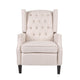 Pushback Recliner Chair | Strutted Legs | Beige Tufted Pleated Fabric