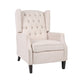 Pushback Recliner Chair, Strutted Legs, Beige Tufted Pleated Fabric