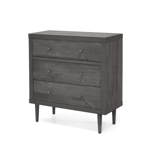 Raya Tall Dresser Chest | 3 Drawers and Rubberwood Legs | Modern Gray