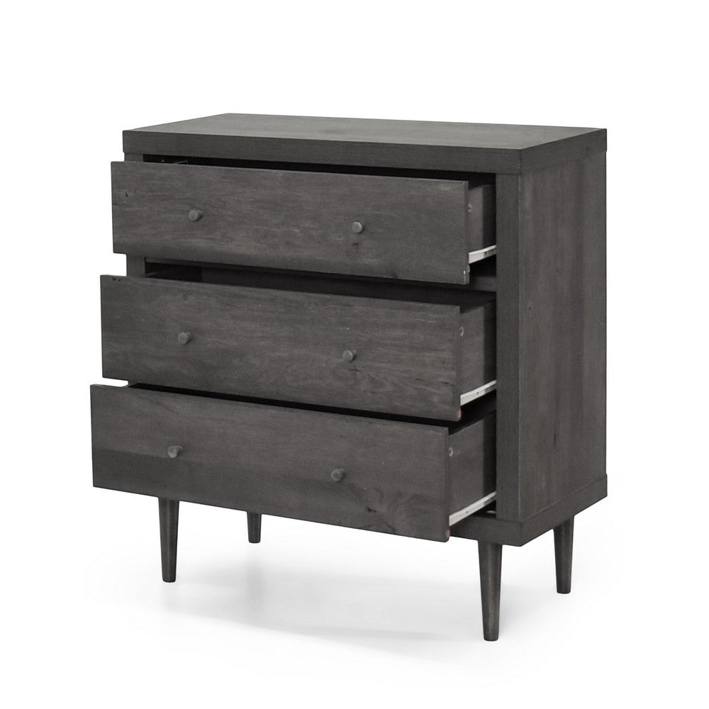 Raya Tall Dresser Chest | 3 Drawers and Rubberwood Legs | Modern Gray